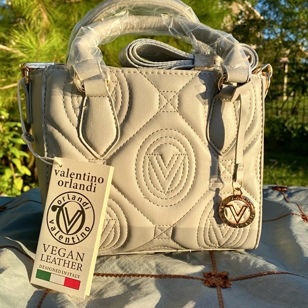 Valentino Orlandi Light Grey Quilted Handbag/Crossbody/Guitar Strap